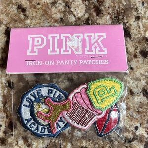 PINK Victoria's Secret Iron-On Patches - Blue, Pink, Yellow